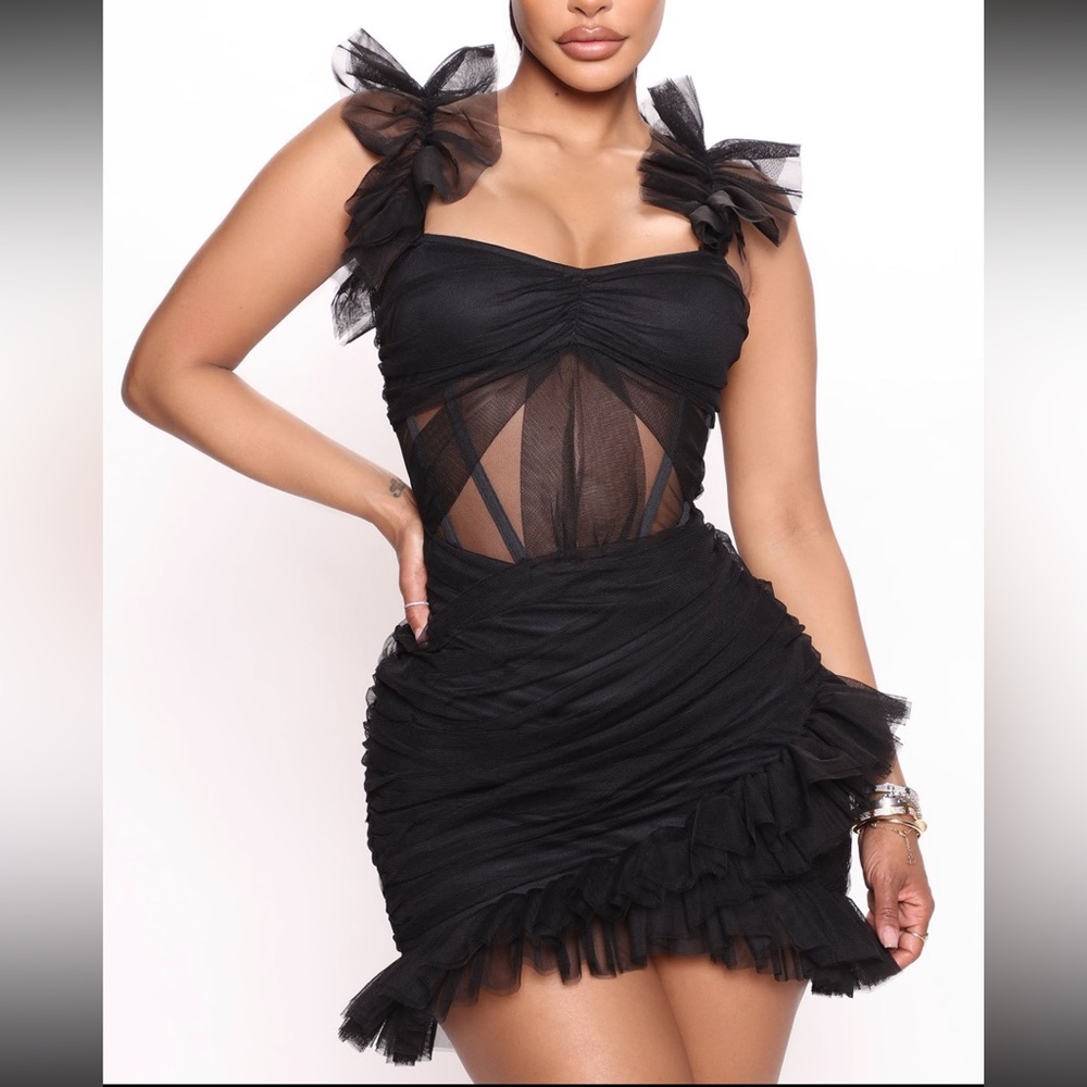 Call me cute tulle mini dress - black